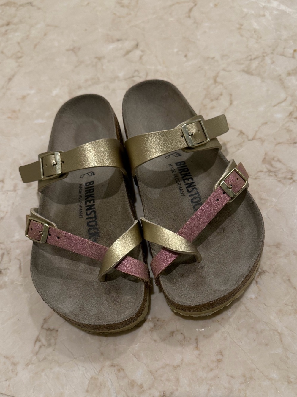 Birkenstock Mayari sandals - Metallic Gold and Pink Strap Sandals